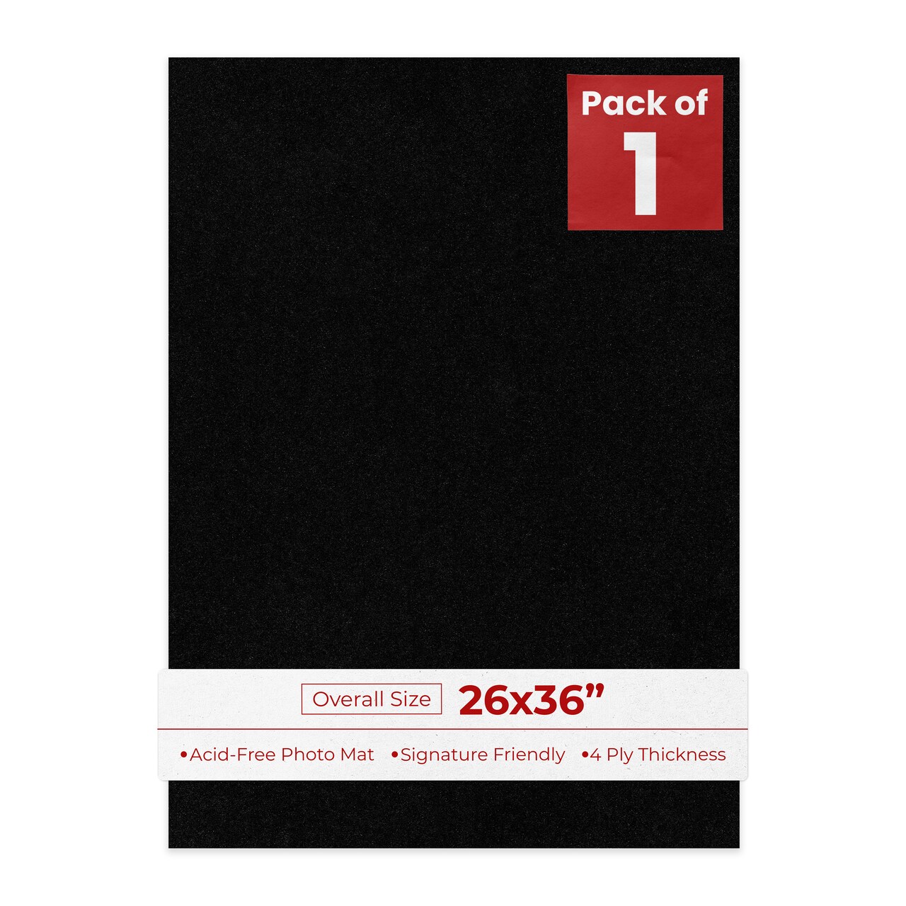 Black with Black Core 26x36 Uncut Mat Board - Blank Sheets, No Opening
